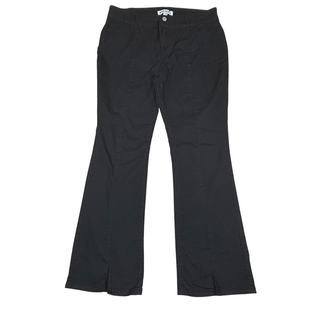 Disclosure Women Black Flare Leg Pants High Rise Split Hem Y2K Skater Size 17/33